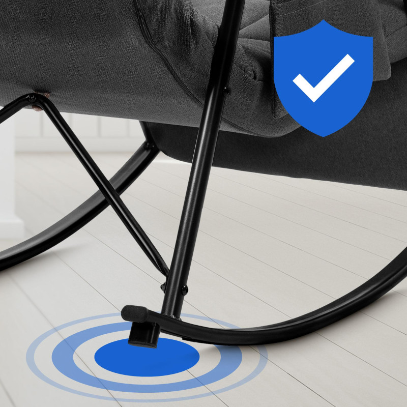 Cadeira de baloiço em tecido Cathy cinzento escuro